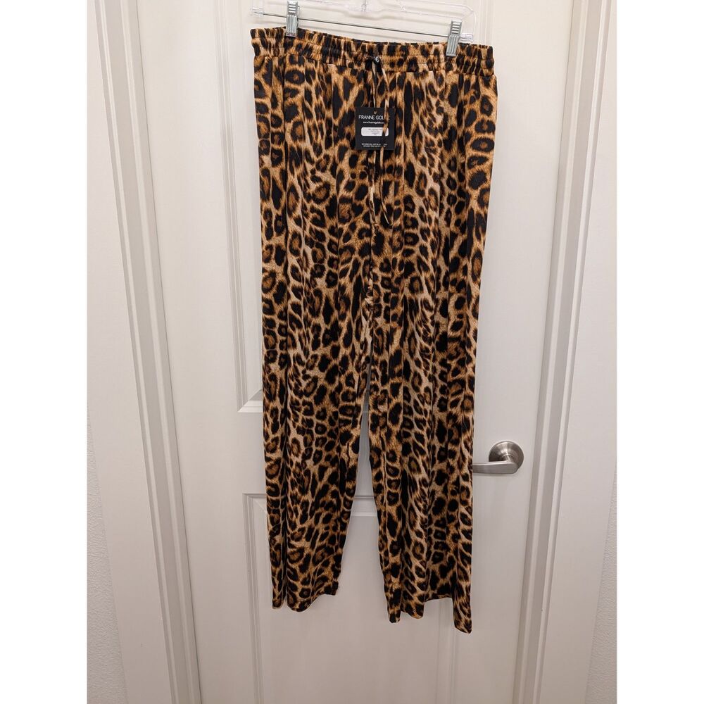 NWT Franne Golde The Carmen Pant XXL 2XL Leopard Animal Print Pull On Elastic